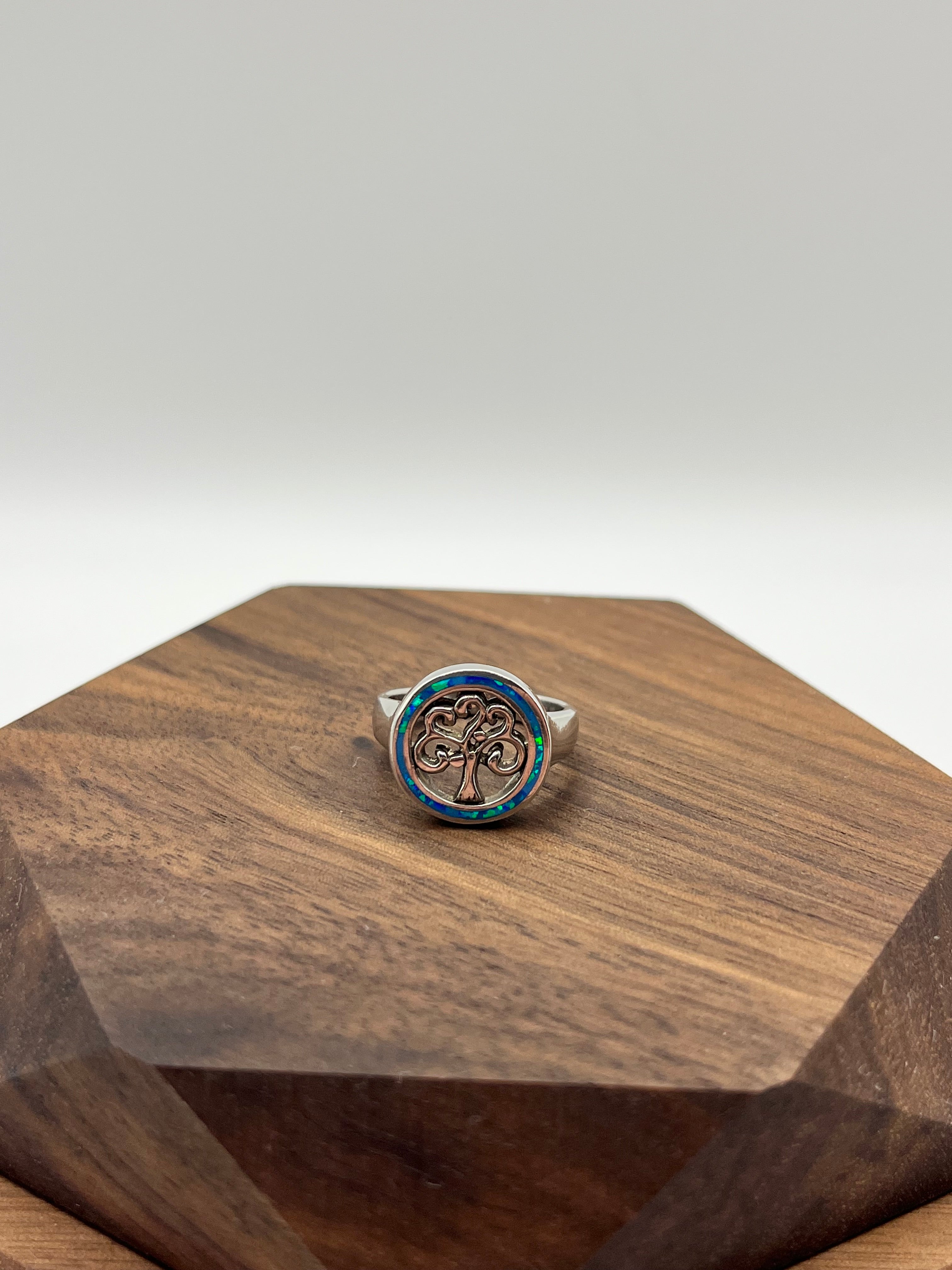 Blue Opal Tree of Life Women’s Ring