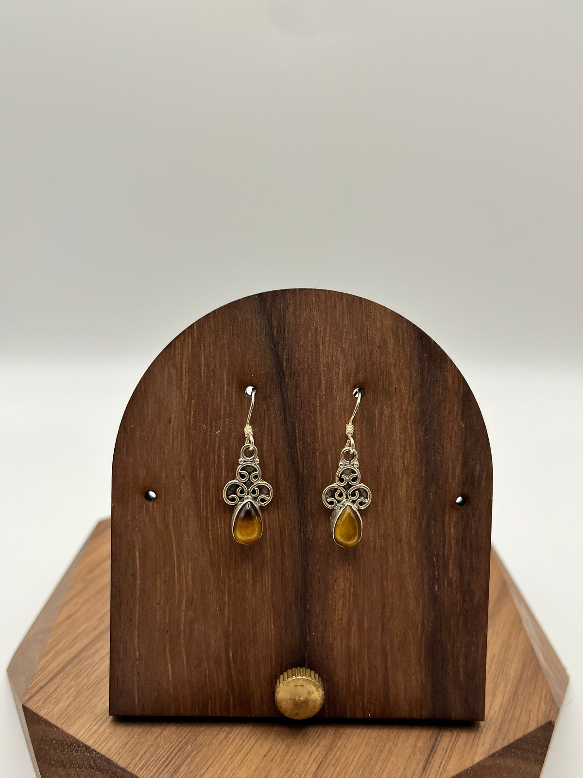 925 Sterling Silver Tiger Eye Tear Drop Earrings