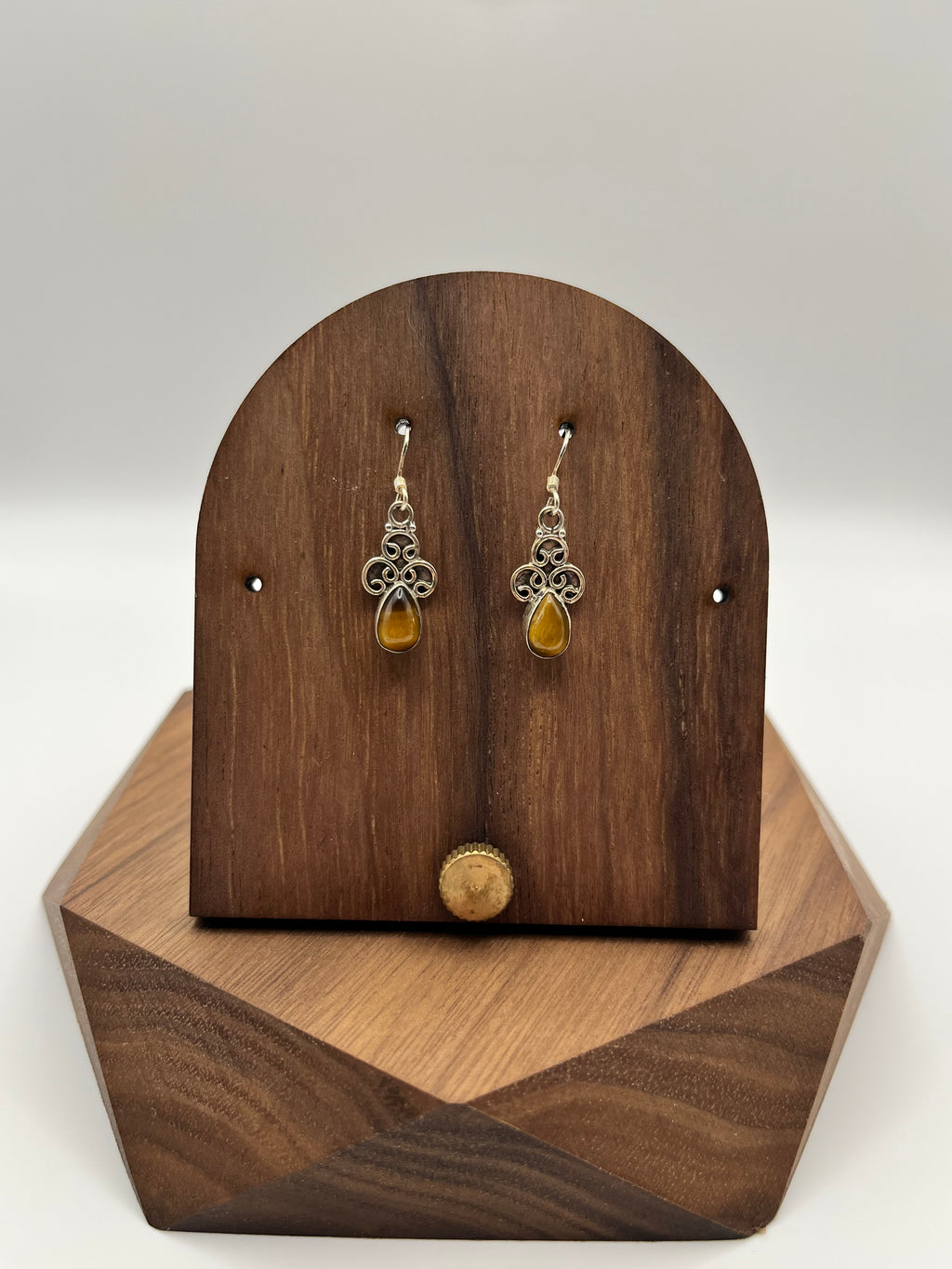 925 Sterling Silver Tiger Eye Tear Drop Earrings