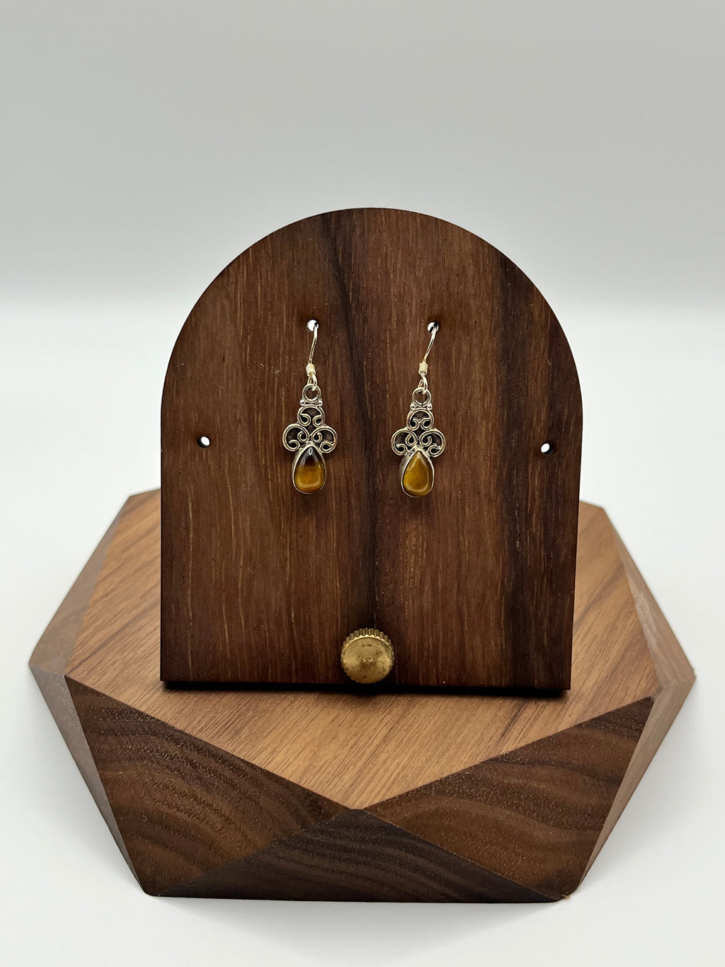925 Sterling Silver Tiger Eye Tear Drop Earrings