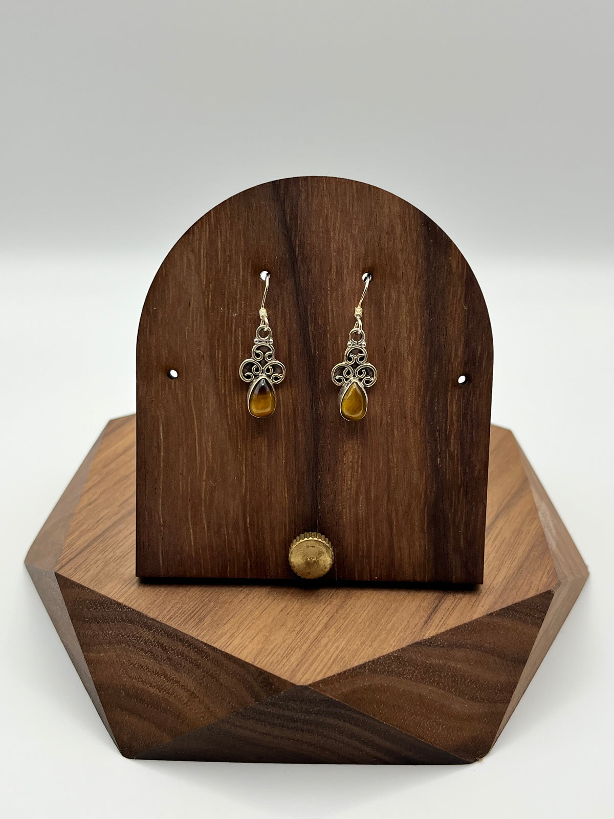 925 Sterling Silver Tiger Eye Tear Drop Earrings