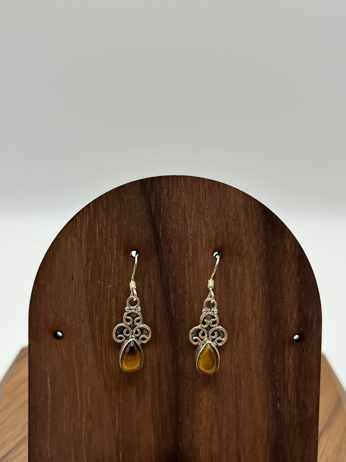 925 Sterling Silver Tiger Eye Tear Drop Earrings