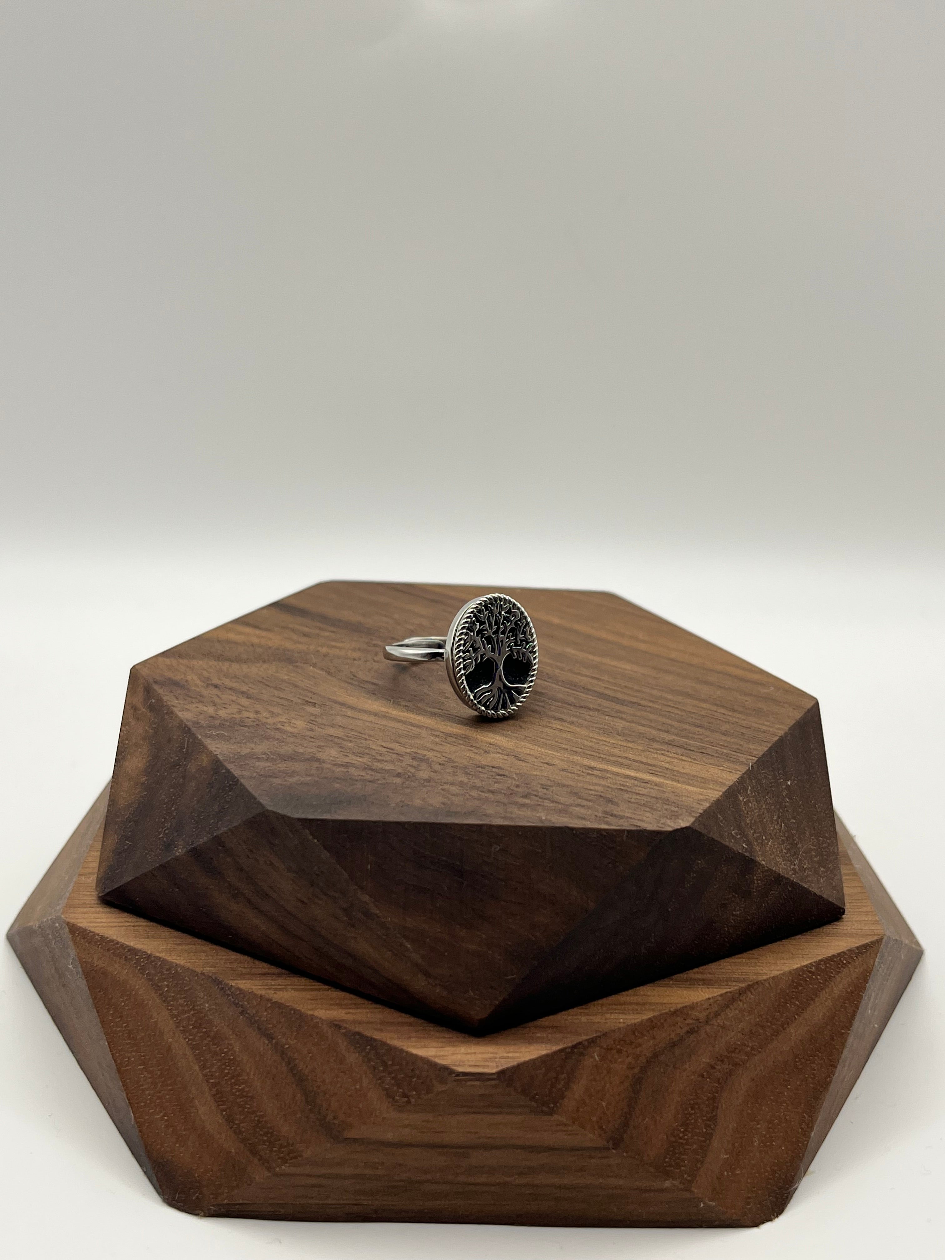 Black Tourmaline Tree of Life Women’s Ring