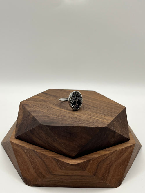 Black Tourmaline Tree of Life Women’s Ring