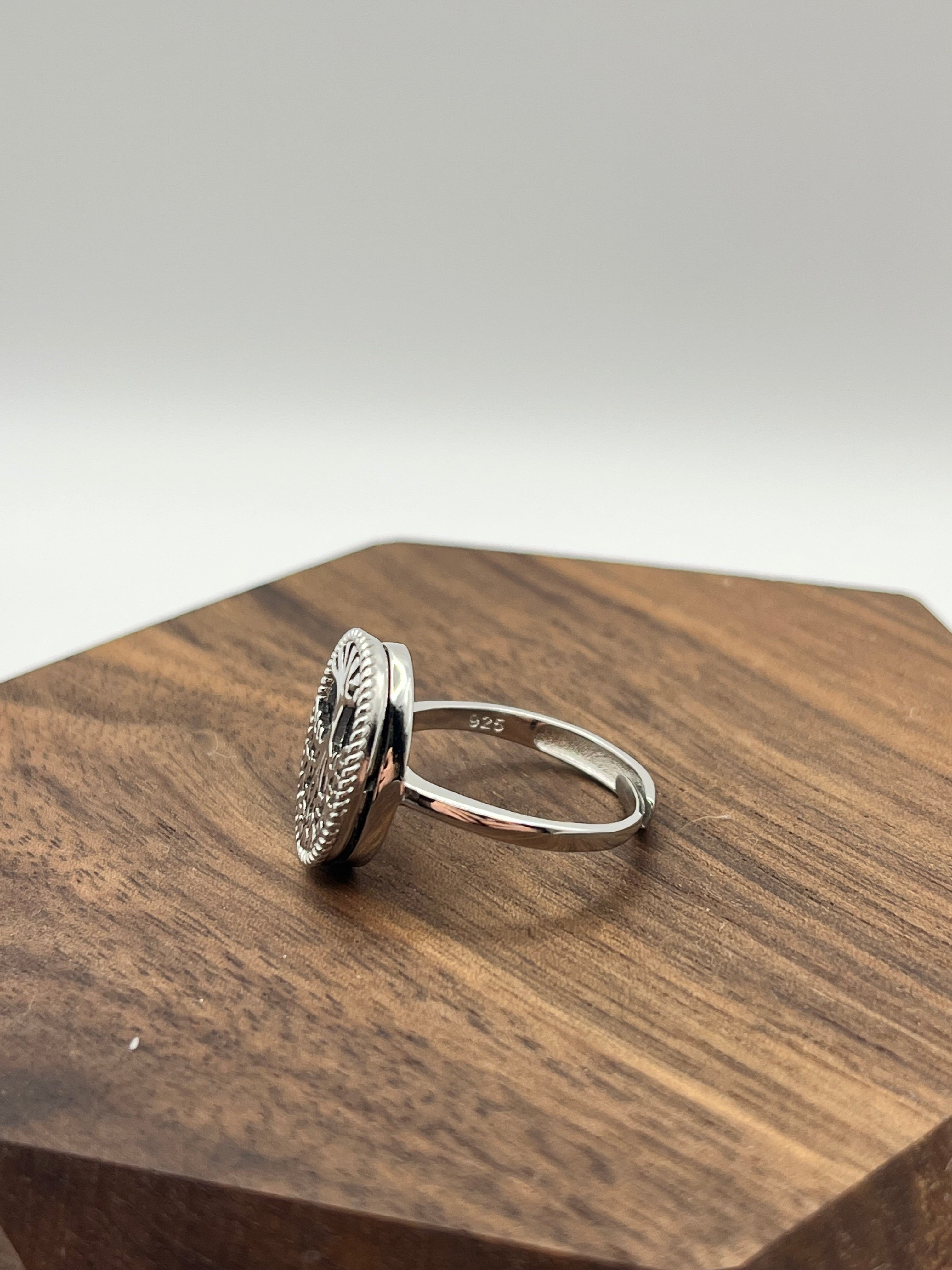 Black Tourmaline Tree of Life Women’s Ring