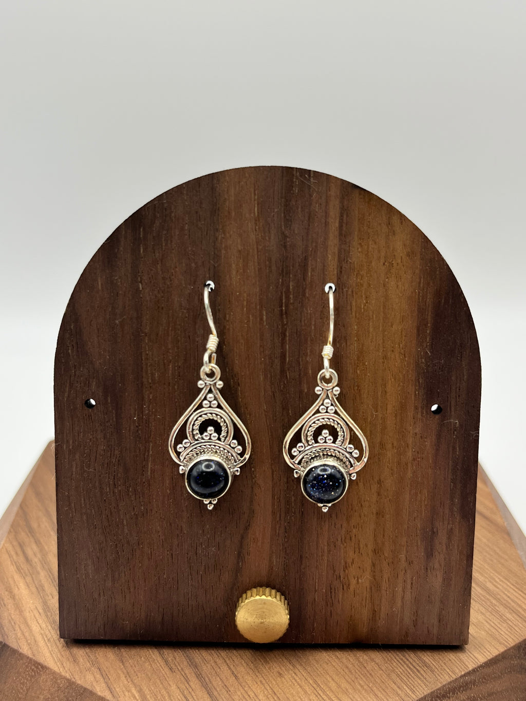 925 Sterling Silver Black Tourmaline Chandelier Earrings — Layered Dangle