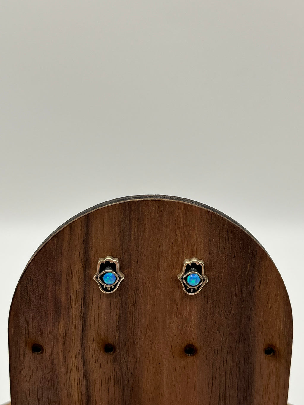 925 Sterling Silver Blue Opal Evil Eye Earrings
