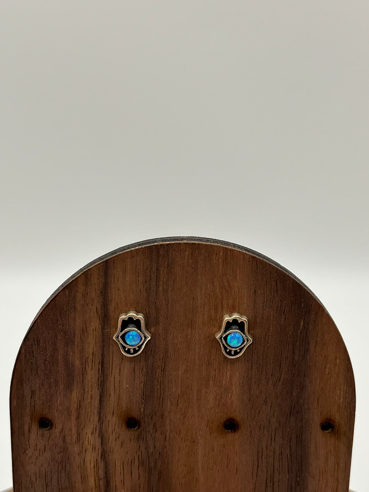 925 Sterling Silver Blue Opal Evil Eye Earrings