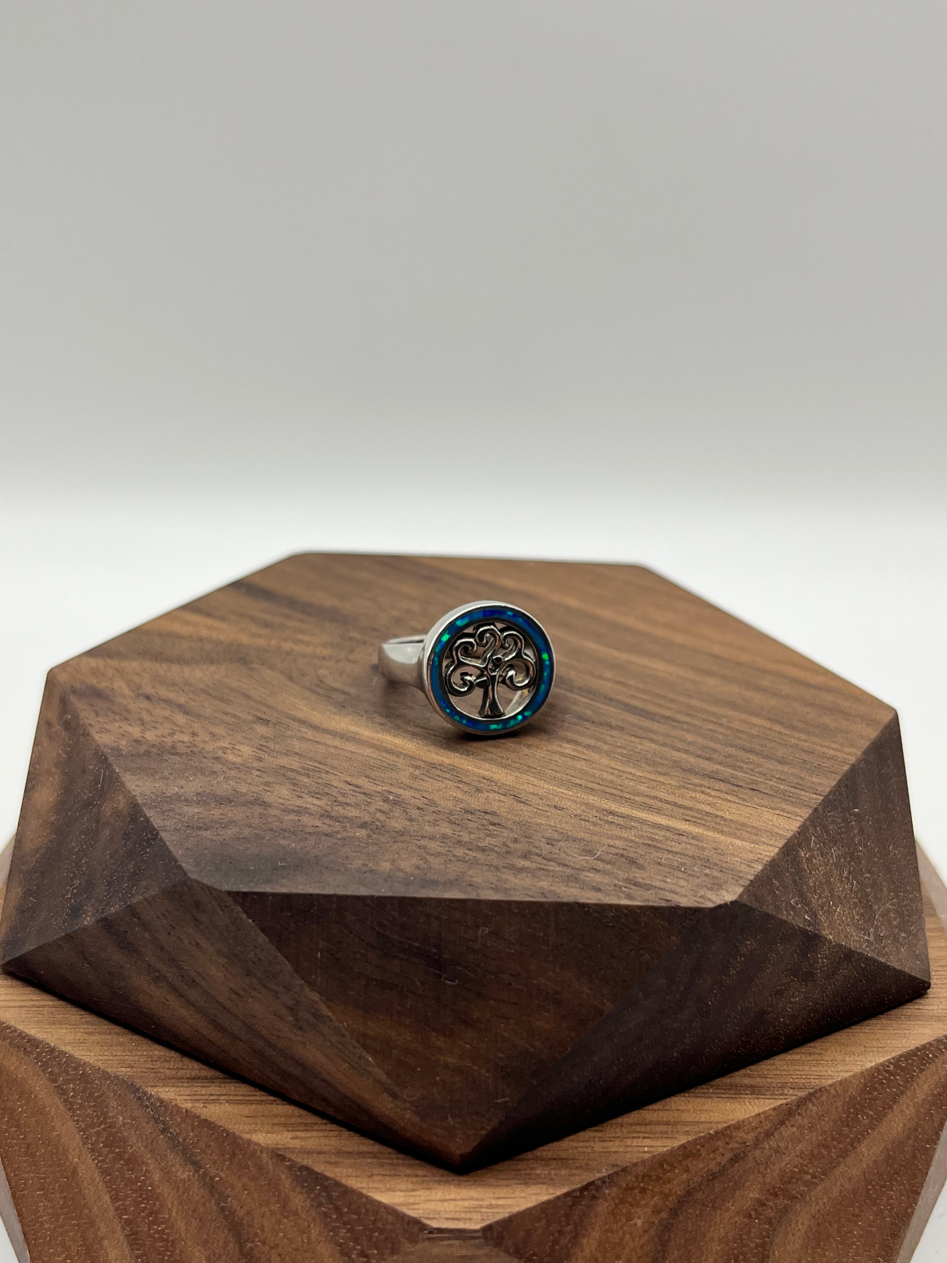 Blue Opal Tree of Life Women’s Ring