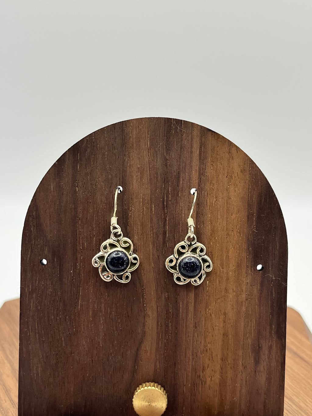 925 Sterling Silver Black Tourmaline Sun Dangle Earrings