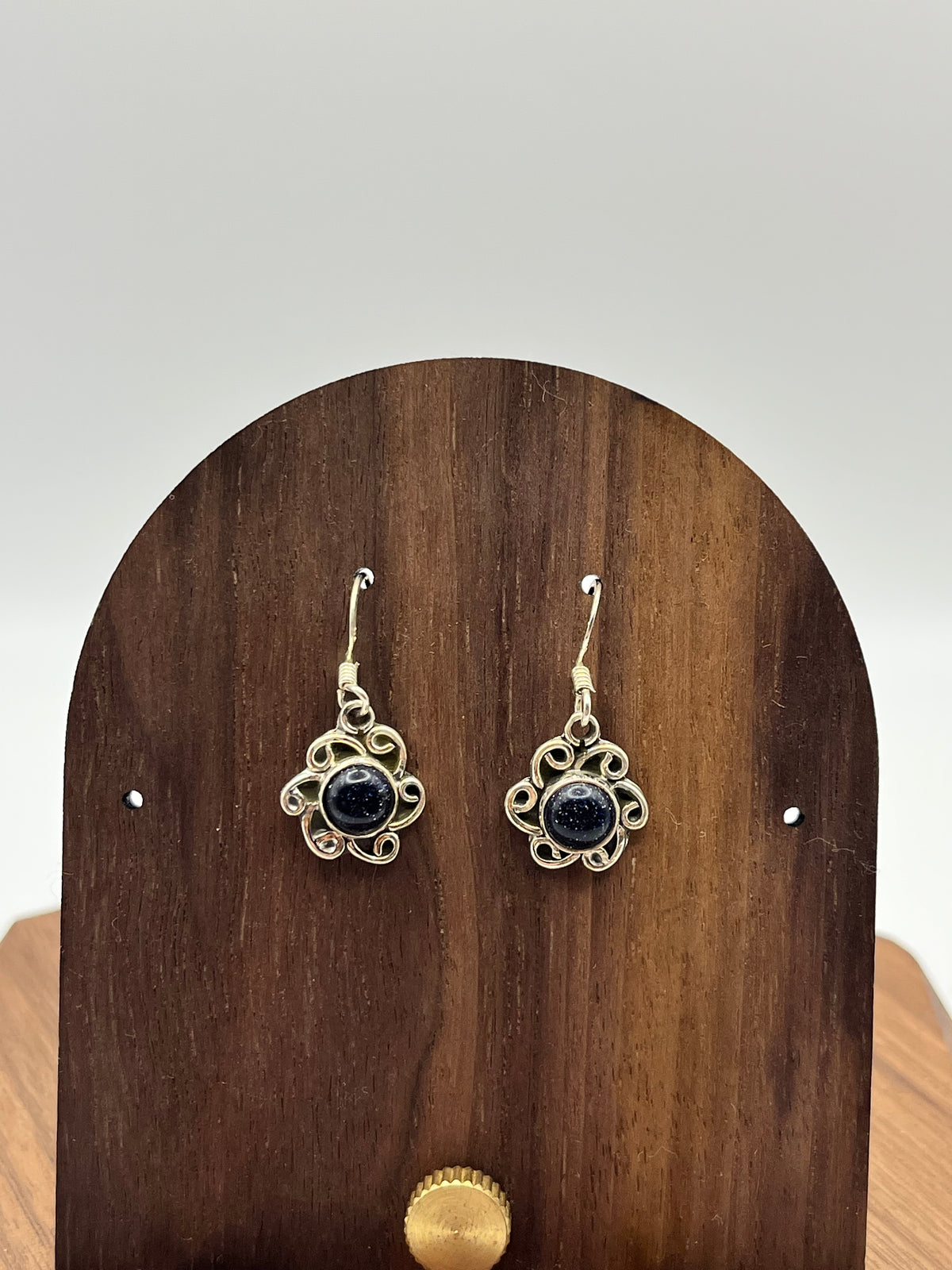 925 Sterling Silver Black Tourmaline Sun Dangle Earrings