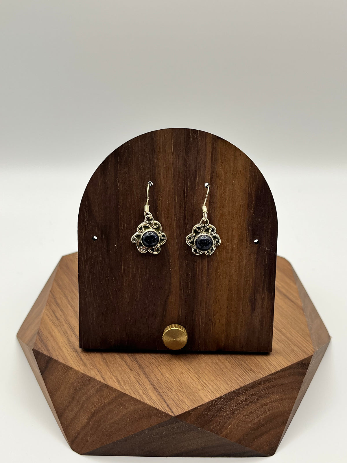 925 Sterling Silver Black Tourmaline Sun Dangle Earrings