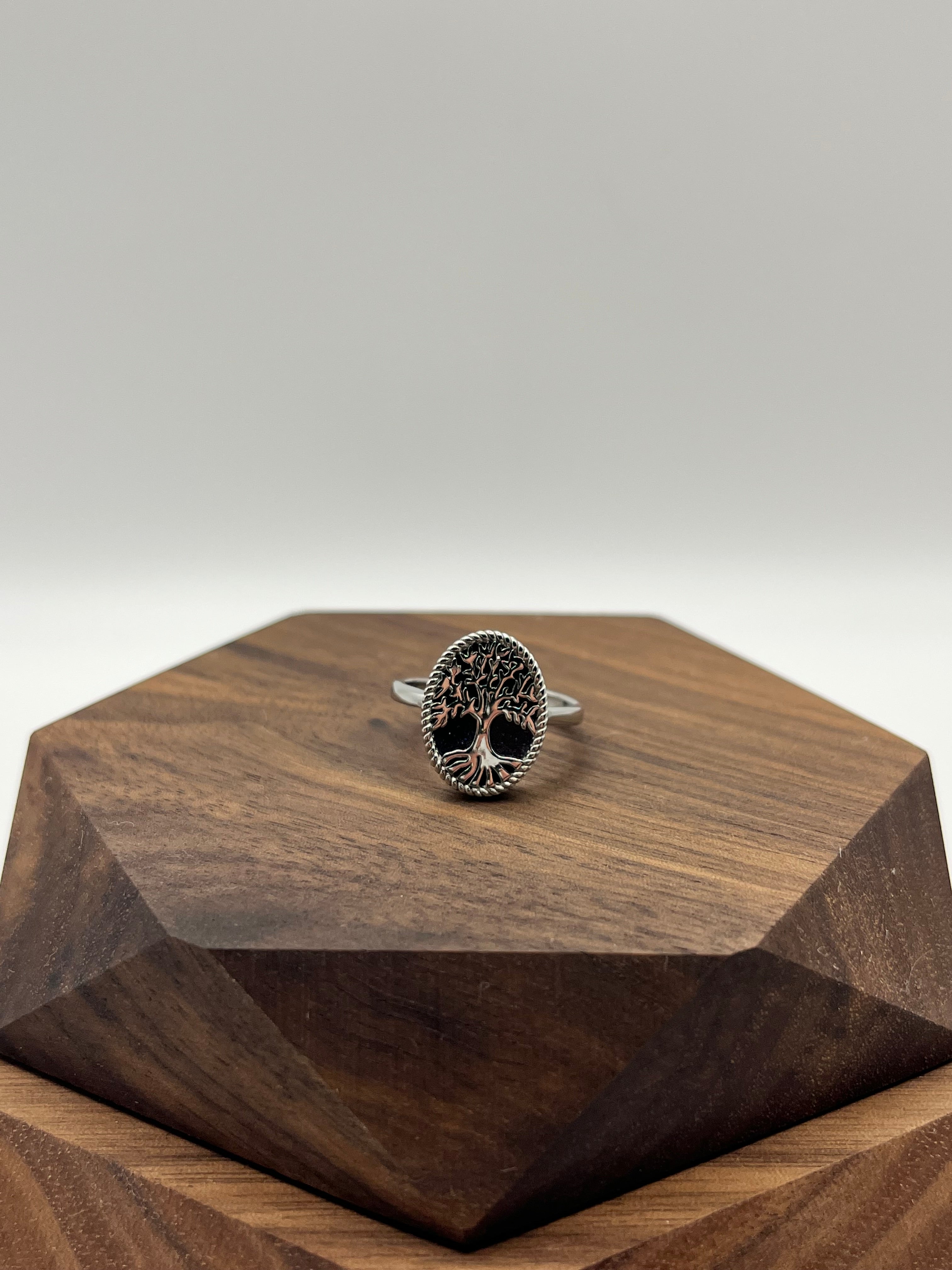 Black Tourmaline Tree of Life Women’s Ring
