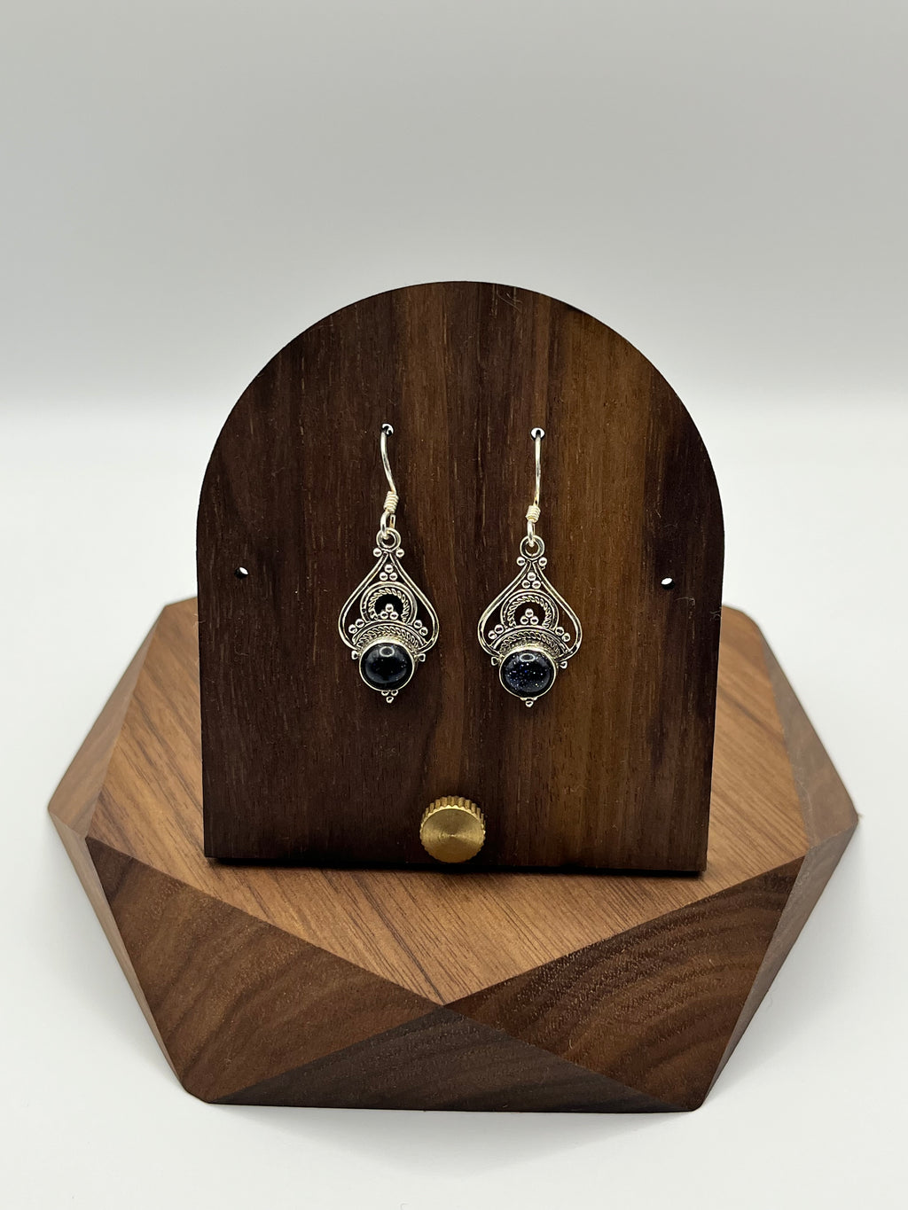 925 Sterling Silver Black Tourmaline Chandelier Earrings — Layered Dangle