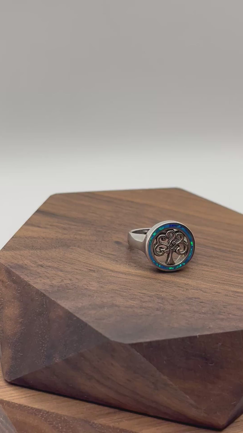Blue Opal Tree of Life Women’s Ring