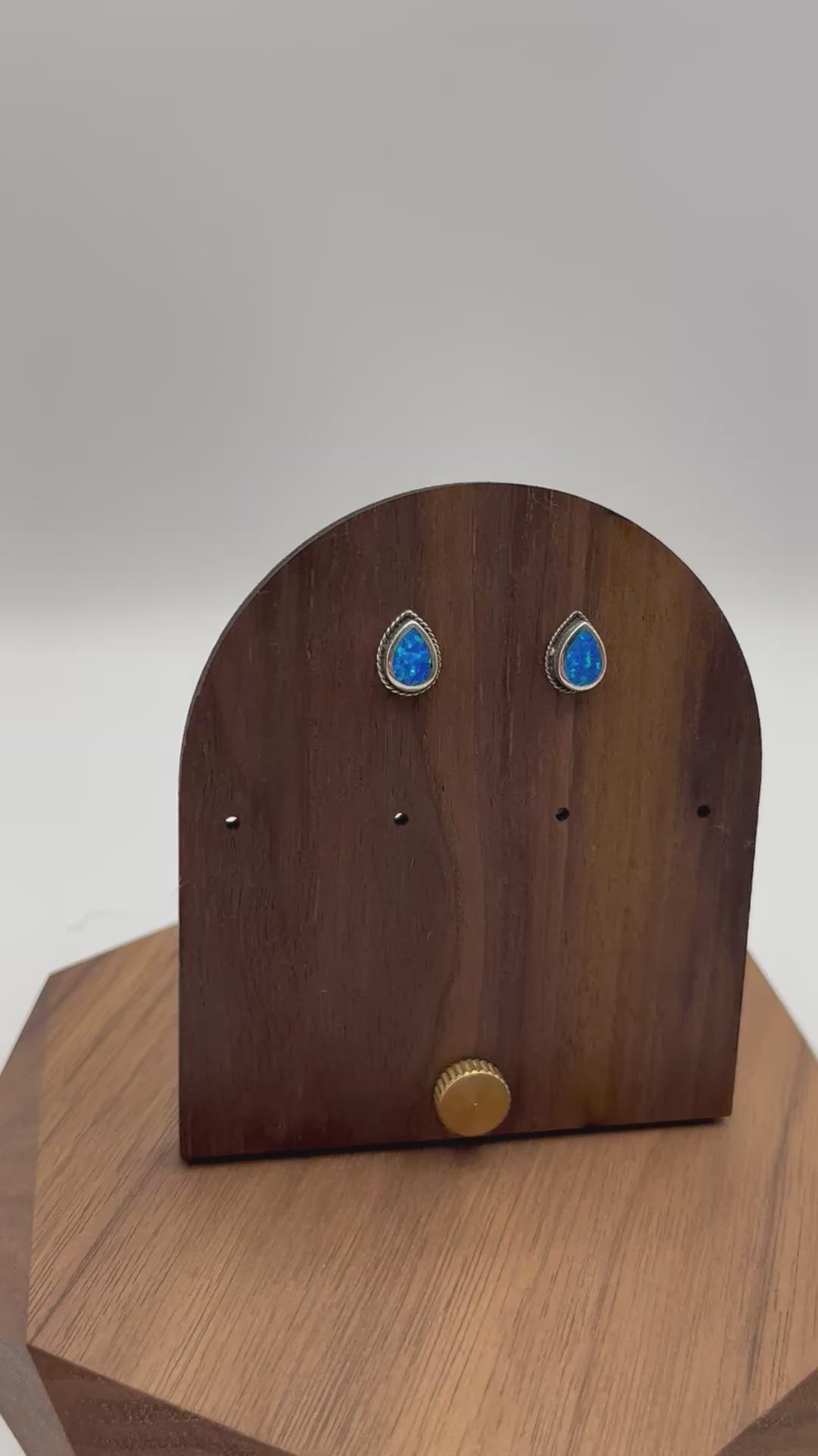 925 Sterling Silver Pear Shaped Blue Opal Earrings