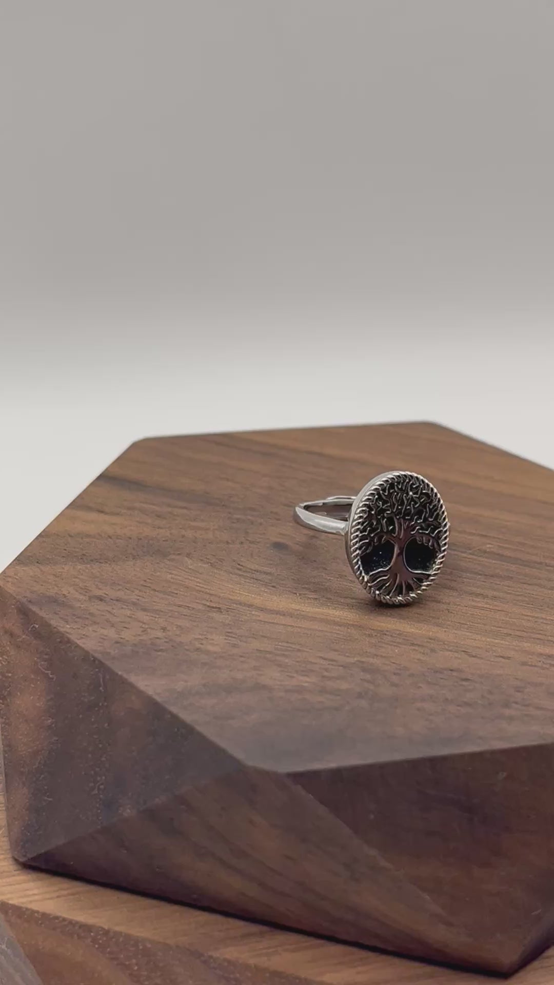 Black Tourmaline Tree of Life Women’s Ring